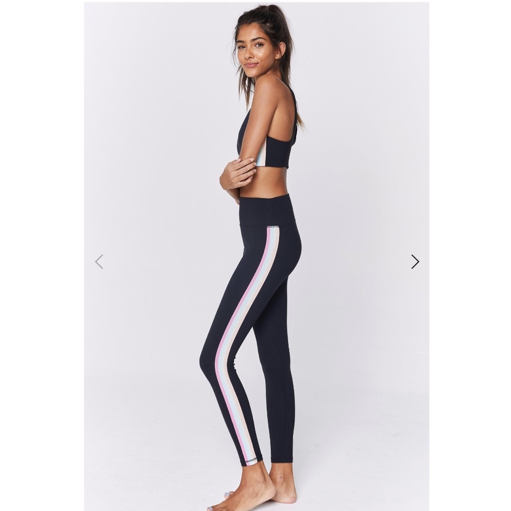 Spiritual Gangster Pastel Stripe Leggings Black XS